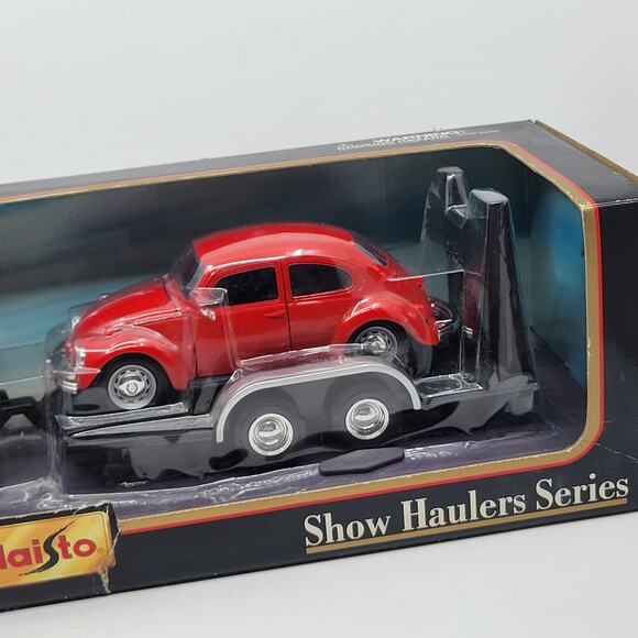 Maisto Road & Track Die Cast  Red Volkswagen Van Samba with VW Beetle New sealed - Picture 5 of 12